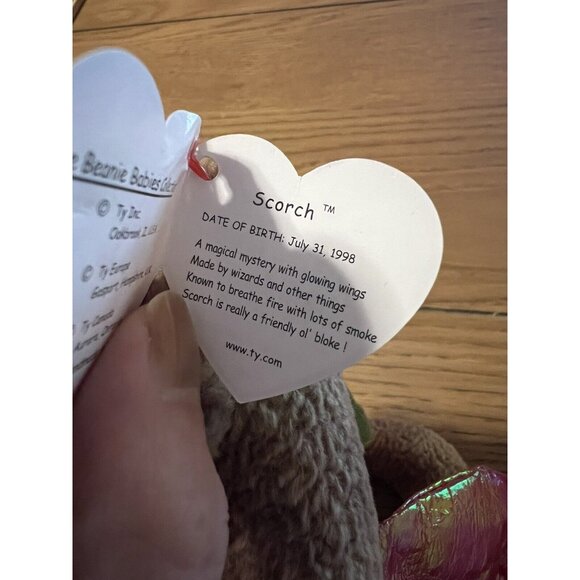 TY Beanie Baby Scorch the Dragon 1998 Plush‎ Stuffed Animal with Tag - Picture 9 of 13